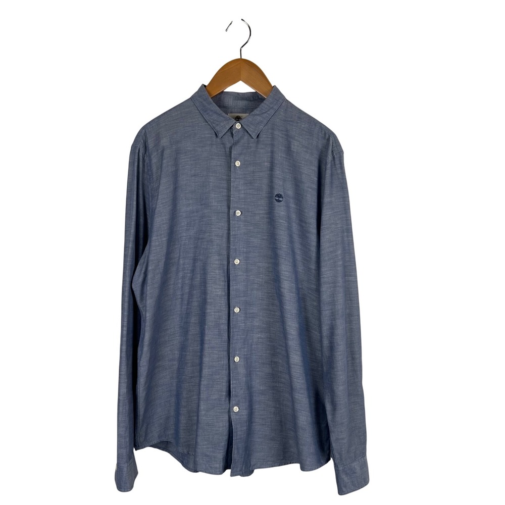 Timberland Mens Slim Fit Blue Cotton Long‎ Sleeve Button Down Shirt XL Coastal